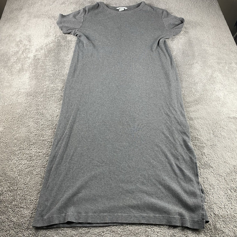 H&M Mama Maternity Long Blouse Short Sleeve Top Womens Medium Gray